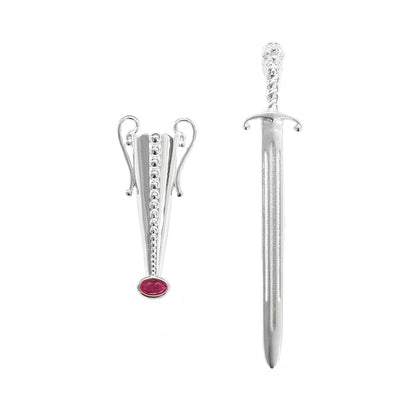 British Style Silver Vase Brooch Set In 925 Sterling Silver With Zircon Inlay For Unisex