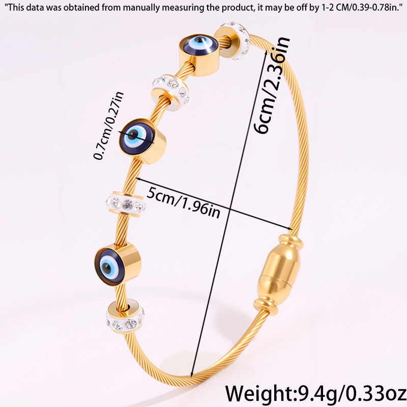 Bohemian Eye Bangle For New Year Featuring 304 Stainless Steel With 18K Real Gold Plated And Zircon Inlay