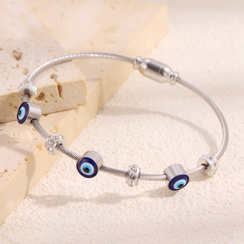 Bohemian Eye Bangle For New Year Featuring 304 Stainless Steel With 18K Real Gold Plated And Zircon Inlay