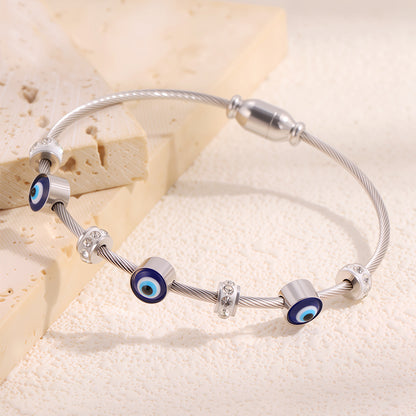 Bohemian Eye Bangle For New Year Featuring 304 Stainless Steel With 18K Real Gold Plated And Zircon Inlay