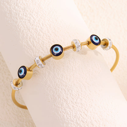 Bohemian Eye Bangle For New Year Featuring 304 Stainless Steel With 18K Real Gold Plated And Zircon Inlay