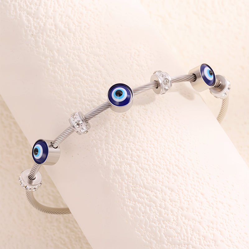 Bohemian Eye Bangle For New Year Featuring 304 Stainless Steel With 18K Real Gold Plated And Zircon Inlay