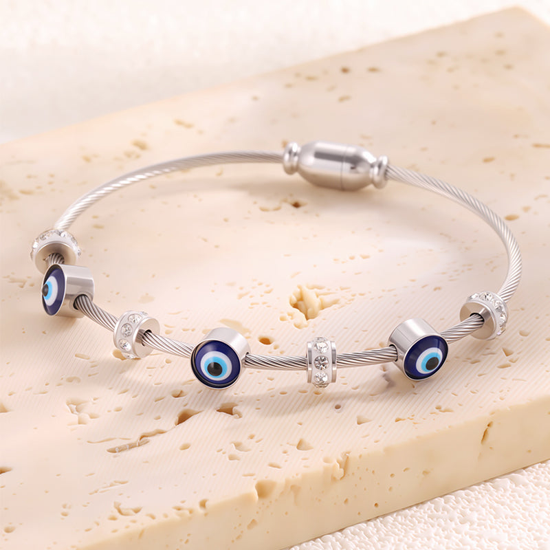 Bohemian Eye Bangle For New Year Featuring 304 Stainless Steel With 18K Real Gold Plated And Zircon Inlay