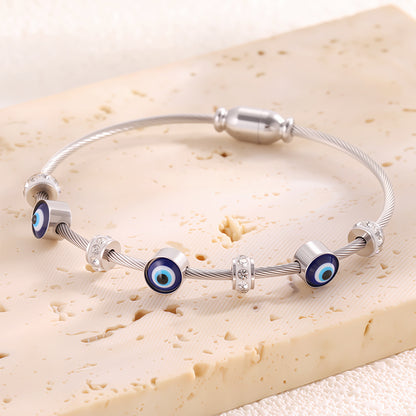 Bohemian Eye Bangle For New Year Featuring 304 Stainless Steel With 18K Real Gold Plated And Zircon Inlay