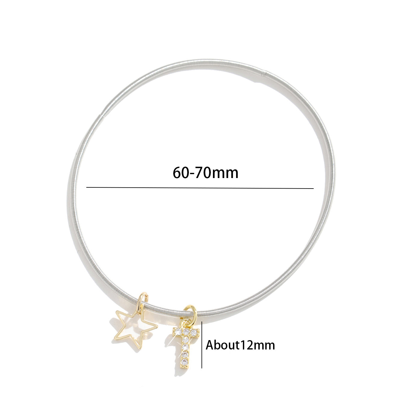 Pentagram Couple Wristband For Him And Her In 304 Stainless Steel With 18K Real Gold Plated And Zircon Inlay, Featuring Tube Chain