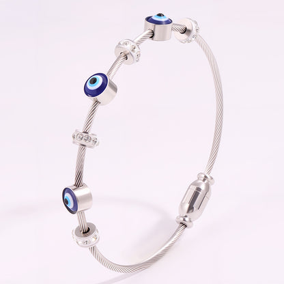 Bohemian Eye Bangle For New Year Featuring 304 Stainless Steel With 18K Real Gold Plated And Zircon Inlay