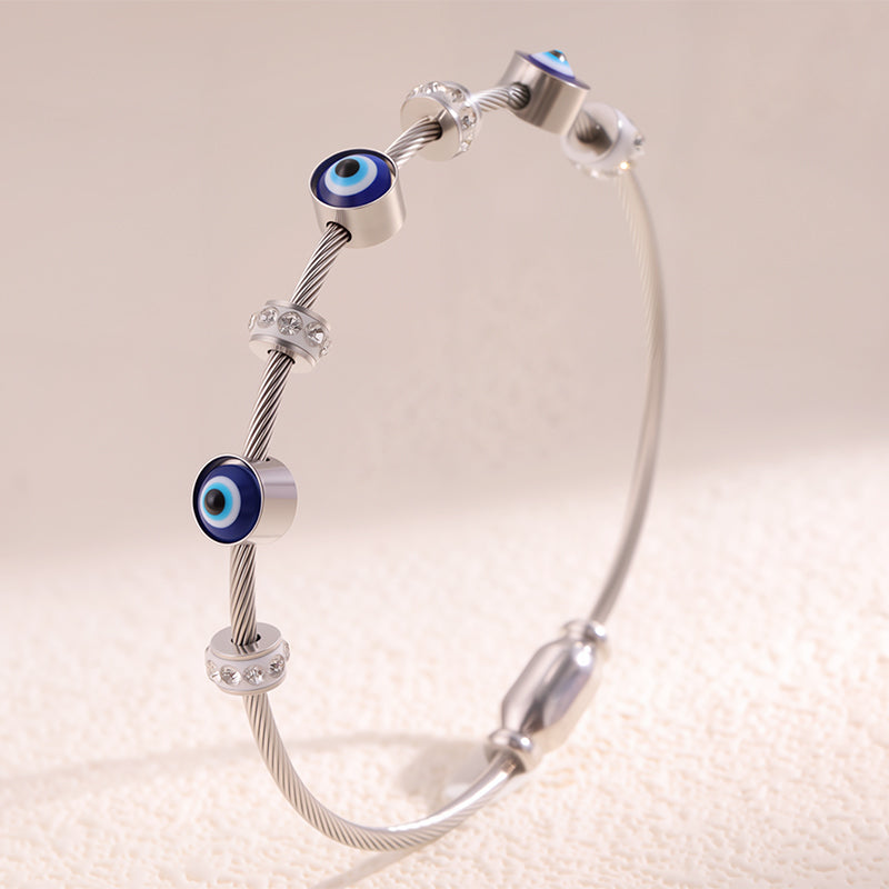 Bohemian Eye Bangle For New Year Featuring 304 Stainless Steel With 18K Real Gold Plated And Zircon Inlay