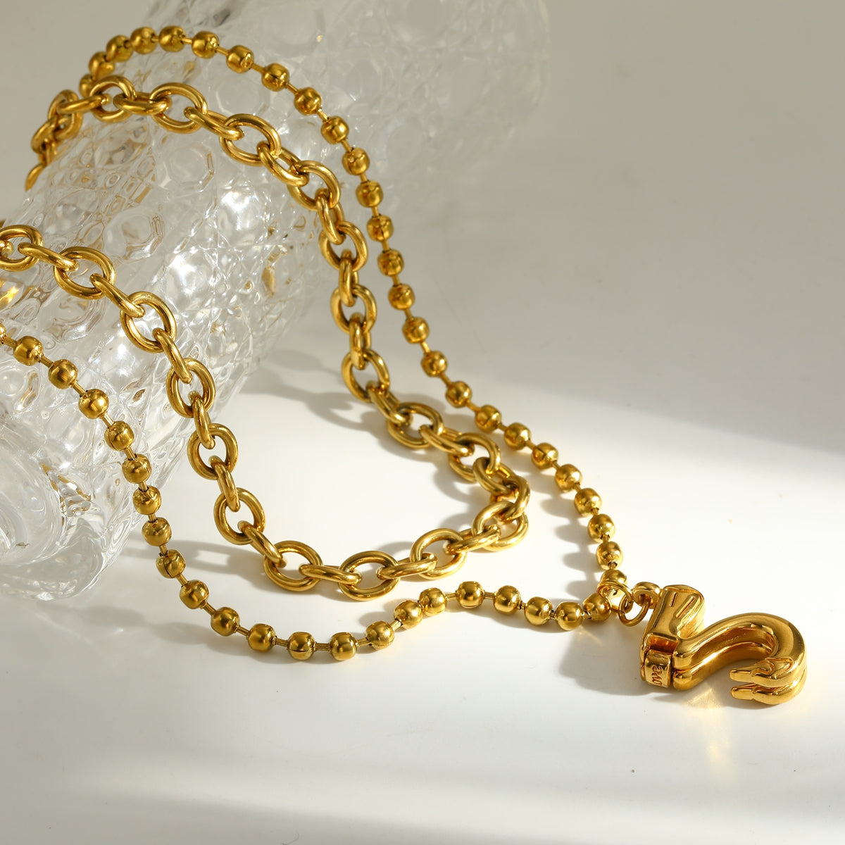 Swan Double Layer Necklaces For Women Featuring 18K Real Gold Plated 304 Stainless Steel With Paperclip Chain In Novelty Style
