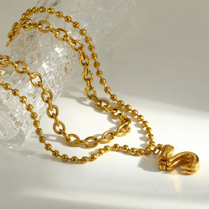 Swan Double Layer Necklaces For Women Featuring 18K Real Gold Plated 304 Stainless Steel With Paperclip Chain In Novelty Style
