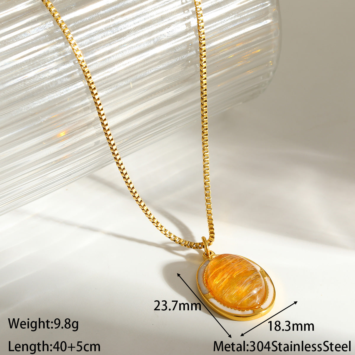 Oval Necklace For Women Featuring 18K Real Gold Plated 304 Stainless Steel With Natural Stone Inlay, Perfect Birthday Gift