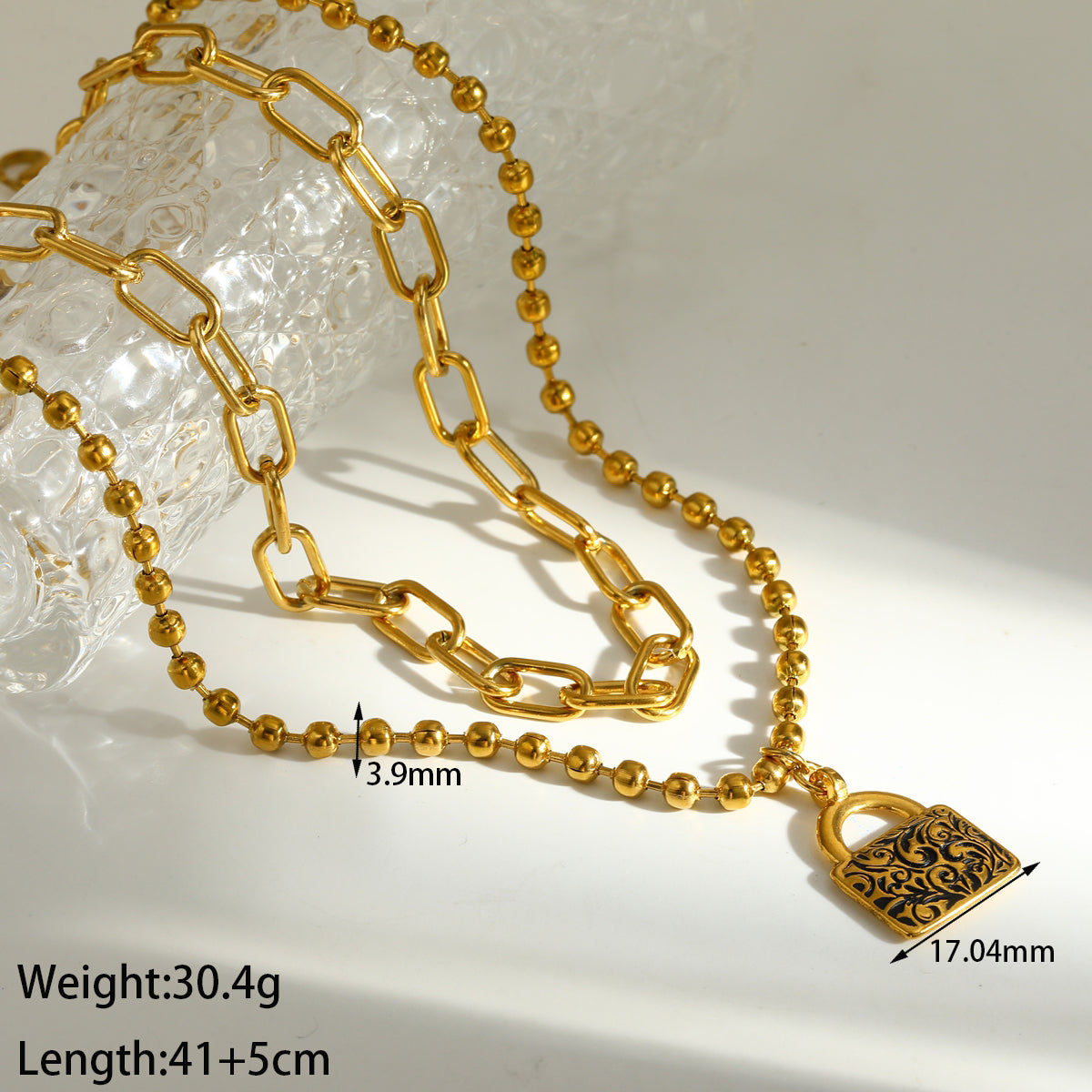 Swan Double Layer Necklaces For Women Featuring 18K Real Gold Plated 304 Stainless Steel With Paperclip Chain In Novelty Style