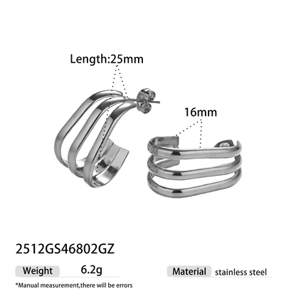 Geometric Earrings For Women Featuring Electroplated 304 Stainless Steel With 18K Real Gold Plated And PVD Coated Finish