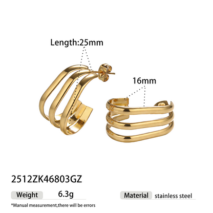 Geometric Earrings For Women Featuring Electroplated 304 Stainless Steel With 18K Real Gold Plated And PVD Coated Finish