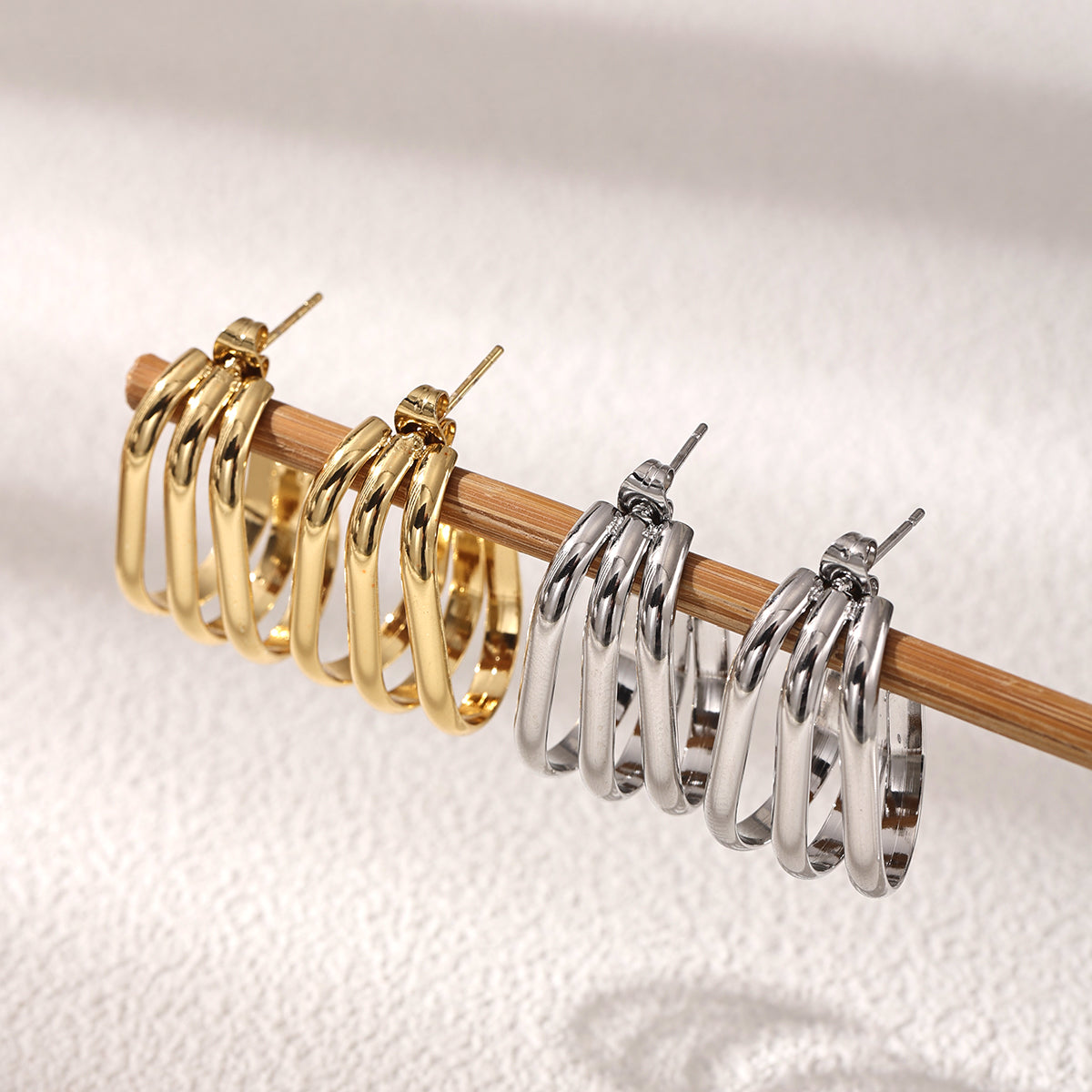 Geometric Earrings For Women Featuring Electroplated 304 Stainless Steel With 18K Real Gold Plated And PVD Coated Finish