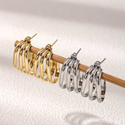 Geometric Earrings For Women Featuring Electroplated 304 Stainless Steel With 18K Real Gold Plated And PVD Coated Finish