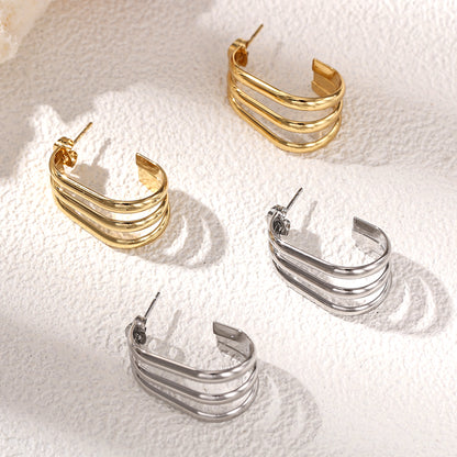 Geometric Earrings For Women Featuring Electroplated 304 Stainless Steel With 18K Real Gold Plated And PVD Coated Finish