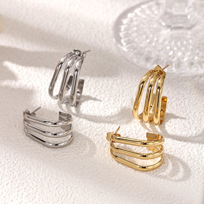 Geometric Earrings For Women Featuring Electroplated 304 Stainless Steel With 18K Real Gold Plated And PVD Coated Finish