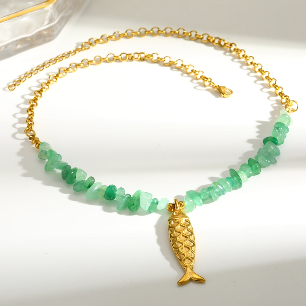Sweet Sun Pendant Necklace For Women In 201 Stainless Steel With 18K Real Gold Plated Finish And Side Chain