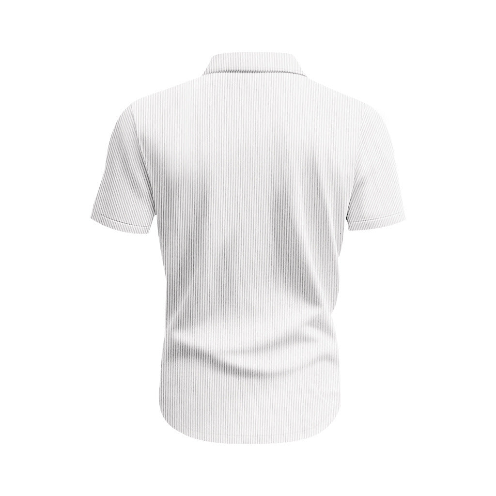 Solid Color Casual Short Sleeve Polyester Blouse With Lapel For Men