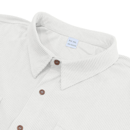 Solid Color Casual Short Sleeve Polyester Blouse With Lapel For Men