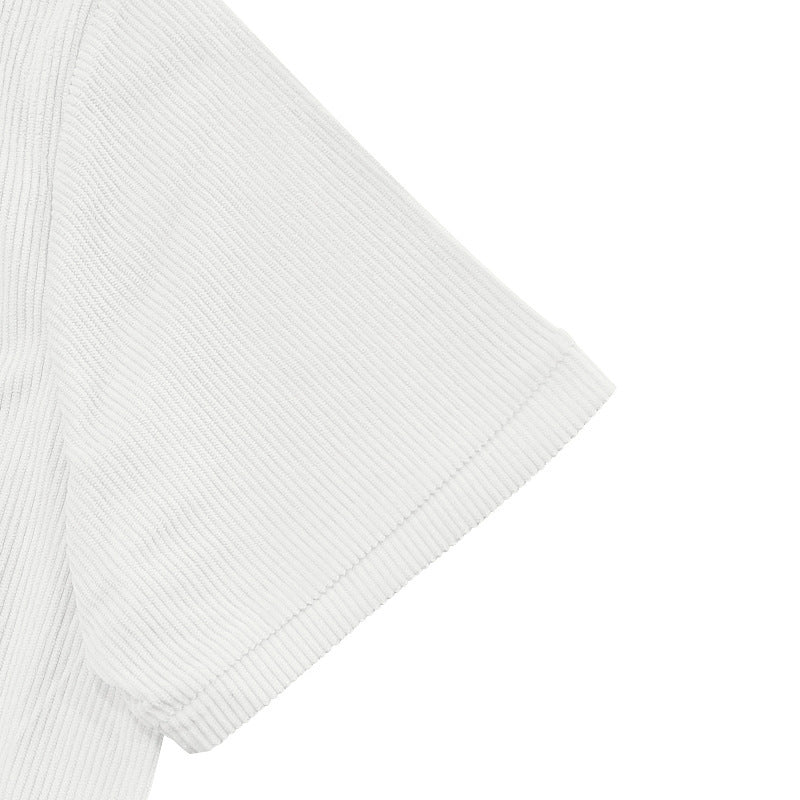 Solid Color Casual Short Sleeve Polyester Blouse With Lapel For Men