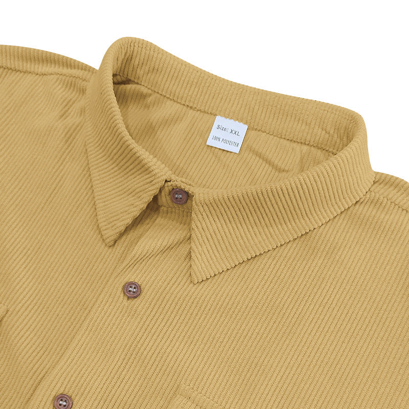 Solid Color Casual Short Sleeve Polyester Blouse With Lapel For Men