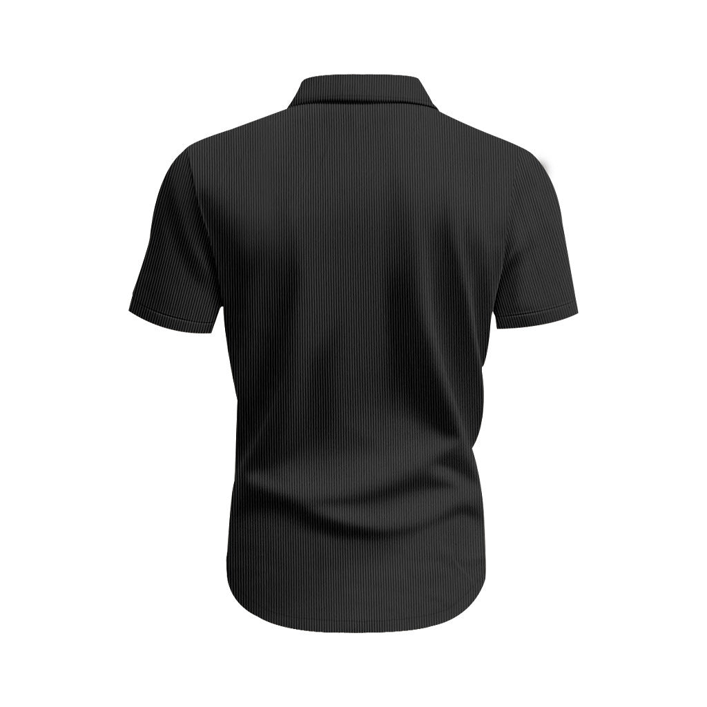 Solid Color Casual Short Sleeve Polyester Blouse With Lapel For Men