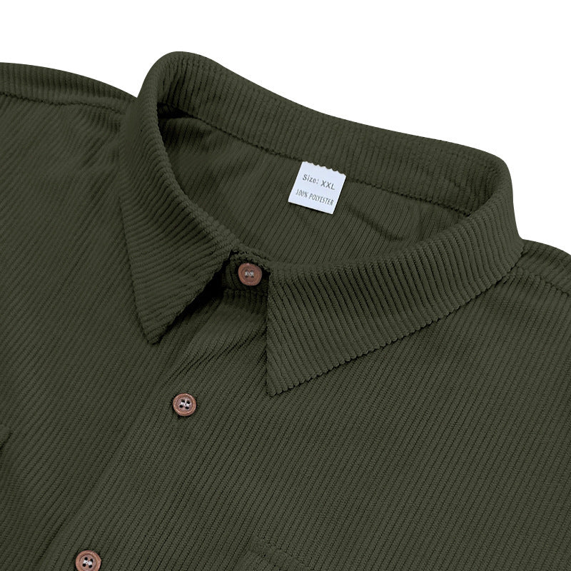 Solid Color Casual Short Sleeve Polyester Blouse With Lapel For Men