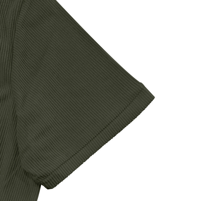 Solid Color Casual Short Sleeve Polyester Blouse With Lapel For Men