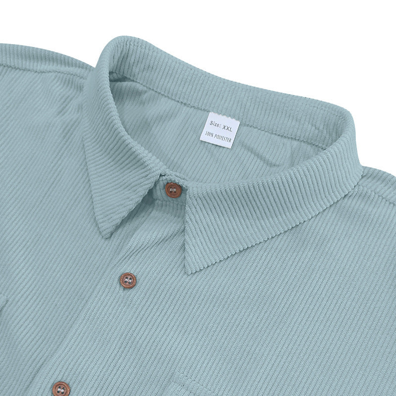 Solid Color Casual Short Sleeve Polyester Blouse With Lapel For Men