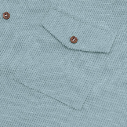 Solid Color Casual Short Sleeve Polyester Blouse With Lapel For Men