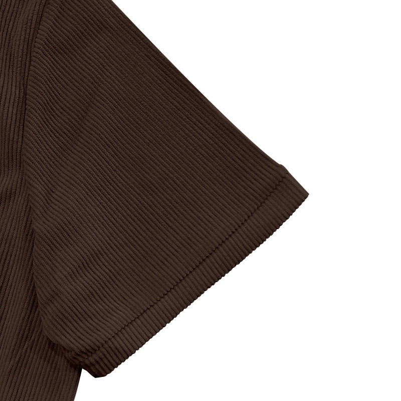 Solid Color Casual Short Sleeve Polyester Blouse With Lapel For Men