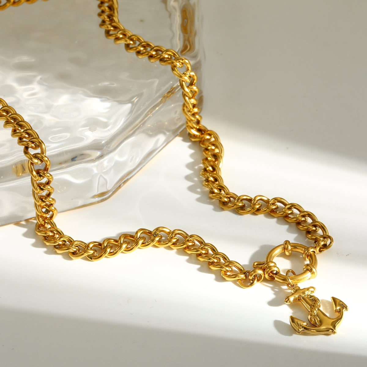 Electroplated Pendant Necklace For Women Made Of 304 Stainless Steel With 18K Real Gold Plated Finish And Flat Snake Chain