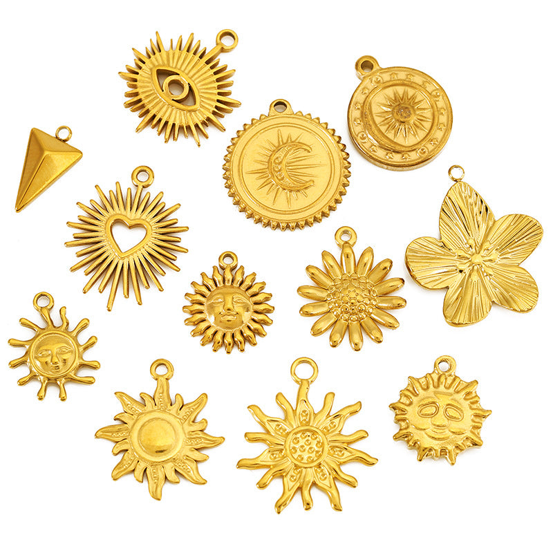 Daisy Pendant With 18K Real Gold Plated Finish, Featuring Love Charms For Jewelry Making