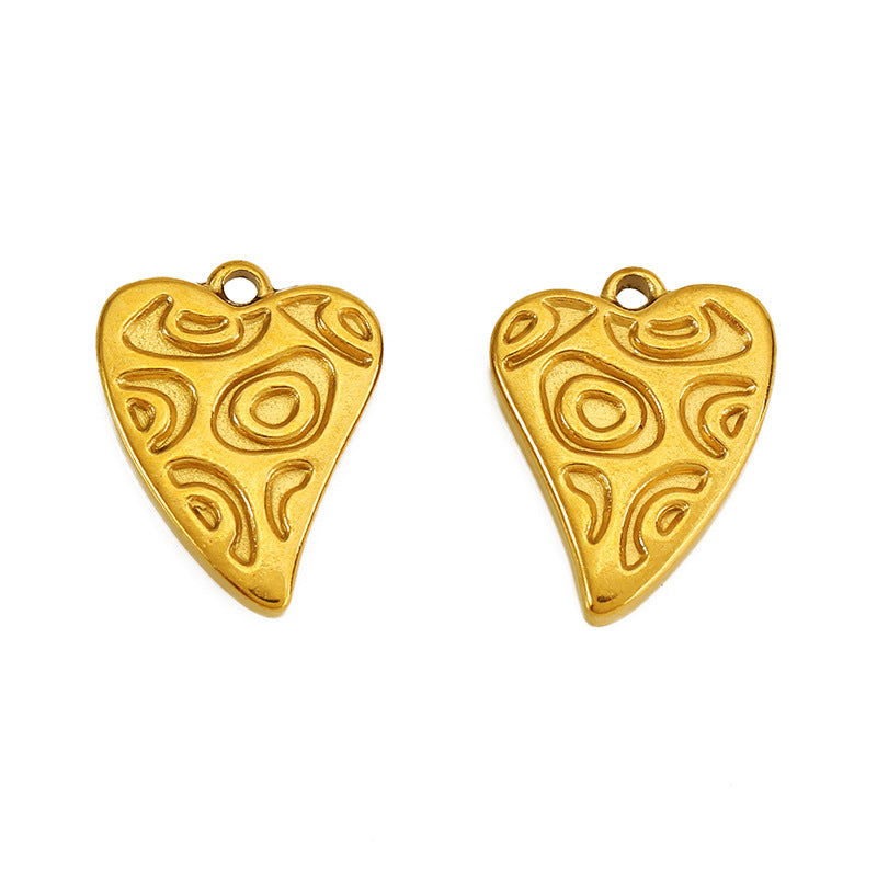 Heart Shape Pendant In Titanium Steel With 18K Real Gold Plated Finish, Featuring Love Charms In Golden Color