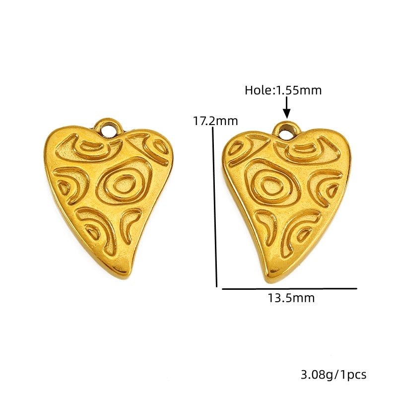 Heart Shape Pendant In Titanium Steel With 18K Real Gold Plated Finish, Featuring Love Charms In Golden Color