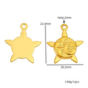 Gold Five-pointed Star Moon Sun