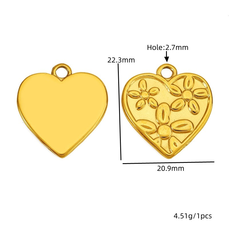 Heart Shape Pendant In Titanium Steel With 18K Real Gold Plated Finish, Featuring Love Charms In Golden Color