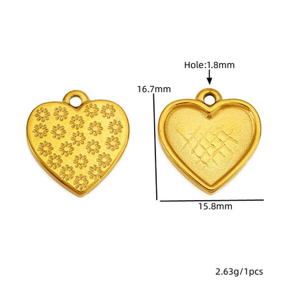 Heart Shape Pendant In Titanium Steel With 18K Real Gold Plated Finish, Featuring Love Charms In Golden Color