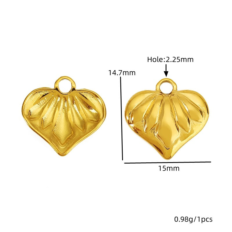 Heart Shape Pendant In Titanium Steel With 18K Real Gold Plated Finish, Featuring Love Charms In Golden Color