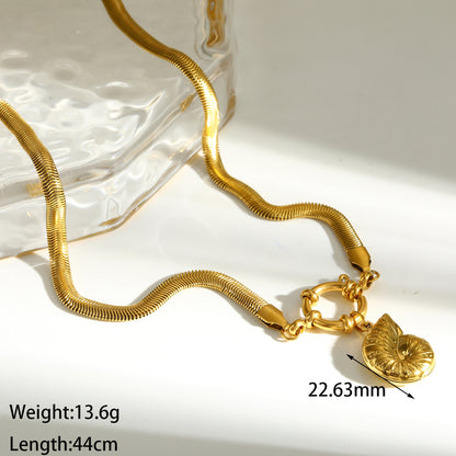 Electroplated Pendant Necklace For Women Made Of 304 Stainless Steel With 18K Real Gold Plated Finish And Flat Snake Chain