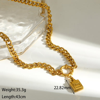 Electroplated Pendant Necklace For Women Made Of 304 Stainless Steel With 18K Real Gold Plated Finish And Flat Snake Chain