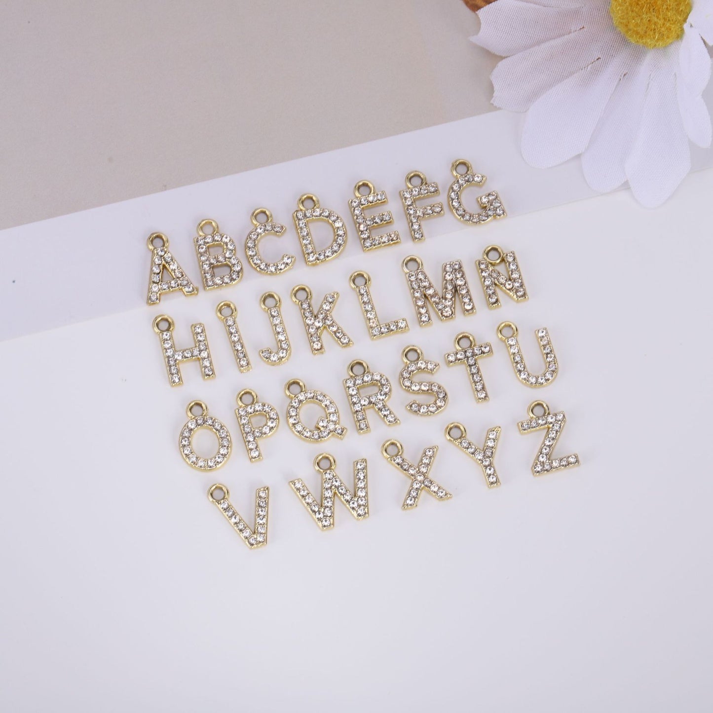 Golden Alloy Letter Love Charms Jewelry Accessories