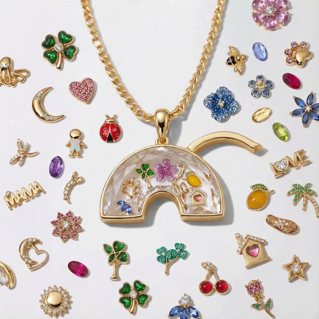Rainbow Copper Locket Charms Featuring Love Charms, Available In Colour For Jewelry Accessories