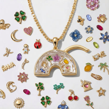 Rainbow Copper Locket Charms Featuring Love Charms, Available In Colour For Jewelry Accessories