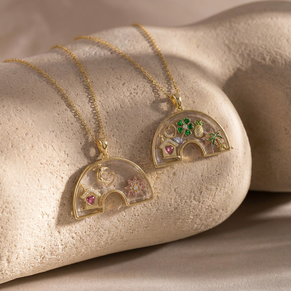 Rainbow Copper Locket Charms Featuring Love Charms, Available In Colour For Jewelry Accessories