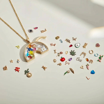 Rainbow Copper Locket Charms Featuring Love Charms, Available In Colour For Jewelry Accessories