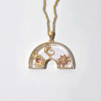 Rainbow Copper Locket Charms Featuring Love Charms, Available In Colour For Jewelry Accessories