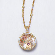 Full Diamond Round Box Necklace - Gold Empty Box
