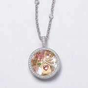 Full Diamond Round Box Necklace - Silver Empty Box